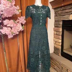 Self-Portrait green Lace Dress